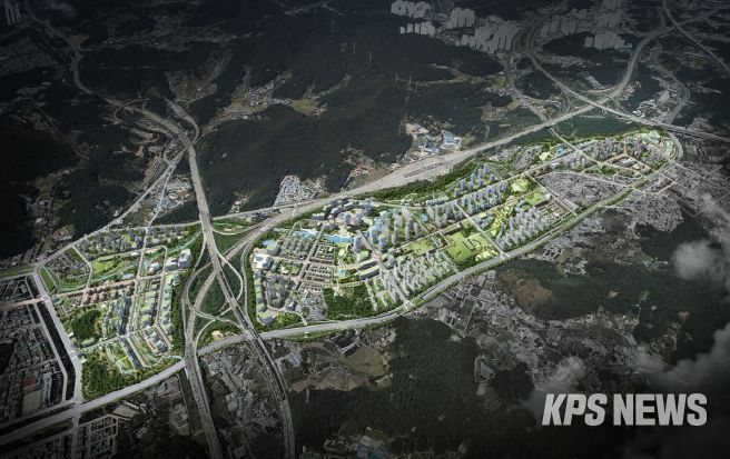 조감도. 지구계획 변경 등 조성계획 변경으로 개발 완료 시 상이할 수 있음